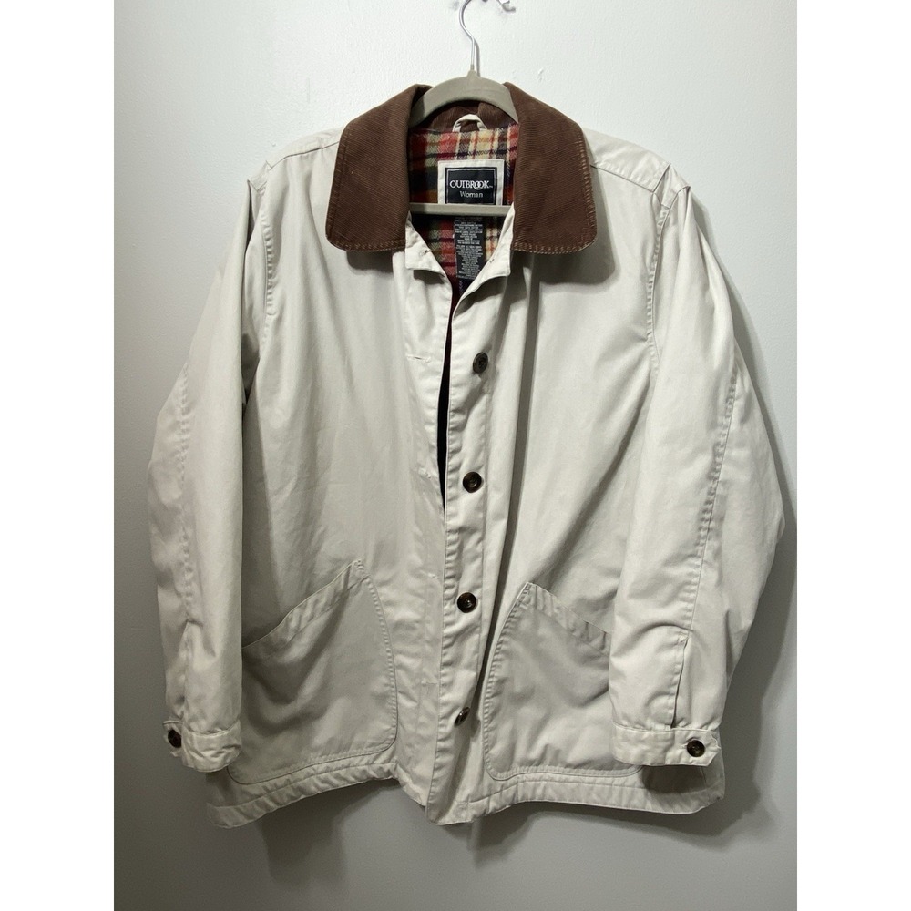 Outbrook‎ Women's Adirondack Barn Jacket Chore Coat Flannel-Lined Khaki Size 1XL